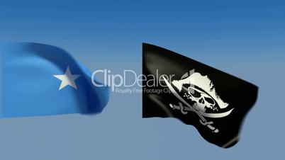 Loopable Somalia and pirates jolly Roger Flags