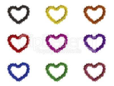9 hearts with different colors