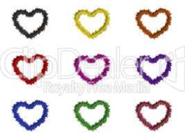 9 hearts with different colors