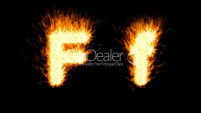 Loopable burning F character, capital and small