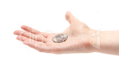 half dollar on a palm