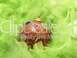 Green feathers and Christmass ball