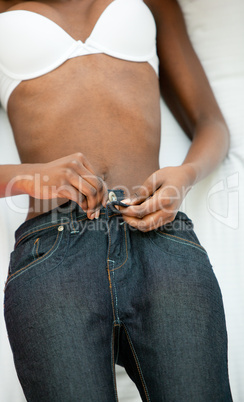 Close-up of a woman wearing a jeans