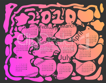 Artistic colorful calendar for 2010