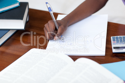 Close-up of an Afro-American girl doing her homework