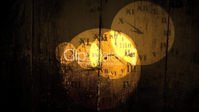 Grungy clock faces showing passing of time