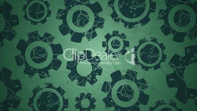 Rotating graphic cogs on green