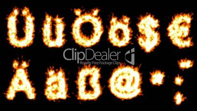 Loopable burning German umlauts, dollar, euro, comma