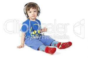 Little boy listening to the music