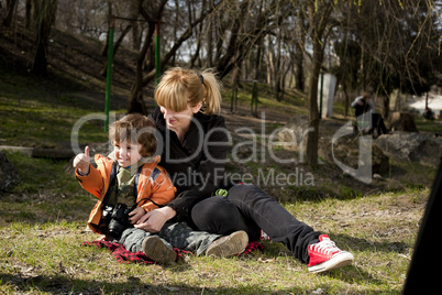 Little boy with his mother