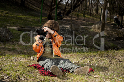 Little boy in forest