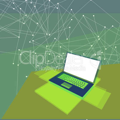 Graphic Laptop on Abstract Background