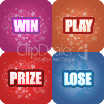 Win, Play, Prize, Lose Graphics