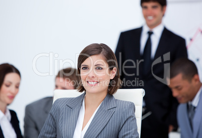 Presentation of a young business team