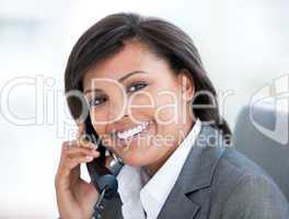 Portrait of a beautiful business woman talking on phone