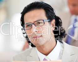 Portrait of a serious businessman wearing glasses
