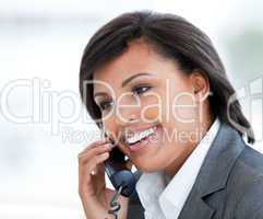 Portrait of an elegant business woman talking on phone