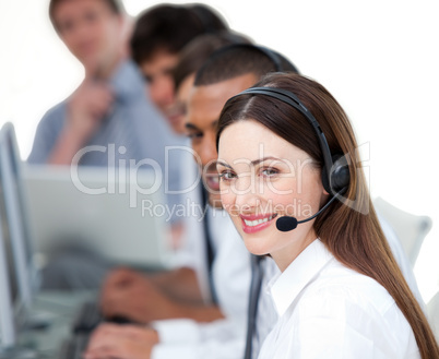 United business team working in a call center