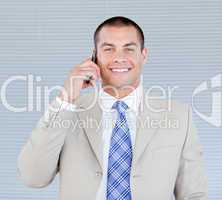 Self-assured businessman talking on phone