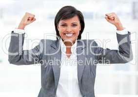 Fortunate businesswoman celebrating success