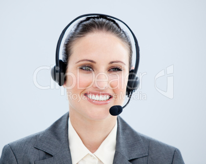 Portrait of a smiling customer agent at work