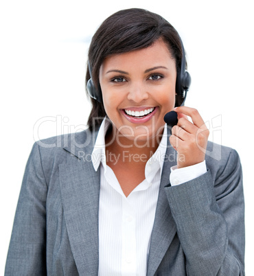 Portrait of an afro-american customer agent at work