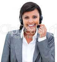 Portrait of an afro-american customer agent at work