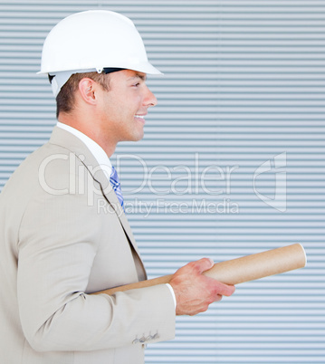 Portrait of a confident architect wearing a hardhat