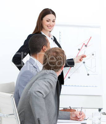 Smiling woman doing a presentation