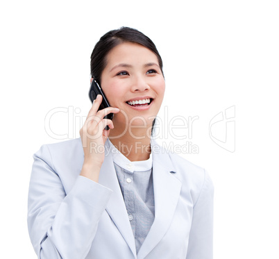 Close-up of an Asian businesswoman on phone