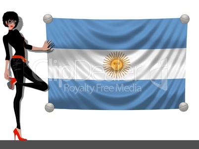 Frau mit Fahne Argentinien