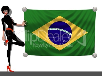 Frau mit Fahne Brasilien