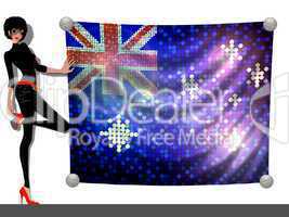 Frau mit Pailetten Fahne Australien