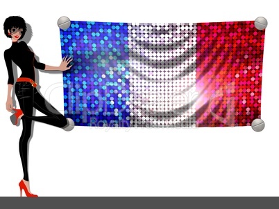 Frau mit Pailetten Fahne Frankreich