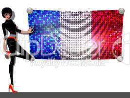 Frau mit Pailetten Fahne Frankreich