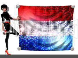 Frau mit Pailetten Fahne Niederlande