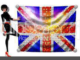 Frau mit Pailetten Fahne Großbritannien