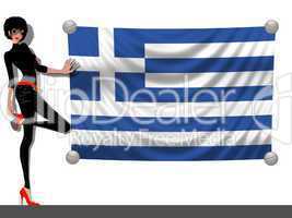 Frau mit Fahne Griechenland