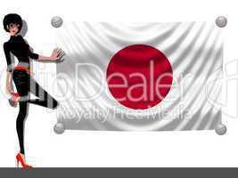 Frau mit Fahne Japan
