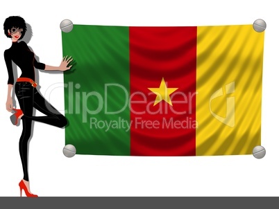 Frau mit Fahne Kamerun