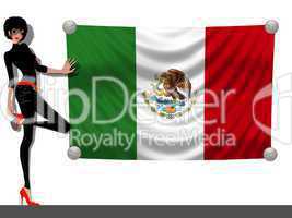 Frau mit Fahne Mexiko