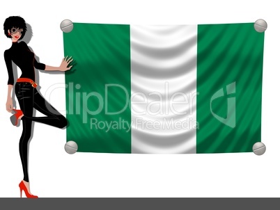 Frau mit Fahne Nigeria