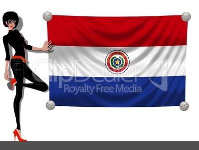 Frau mit Fahne Paraguay