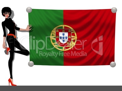 Frau mit Fahne Portugal