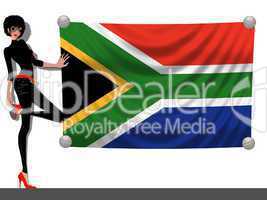 Frau mit Fahne Südafrika
