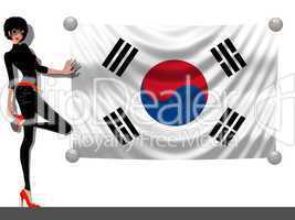 Frau mit Fahne Südkorea