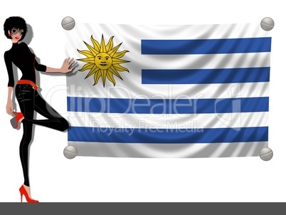 Frau mit Fahne Uruguay