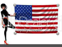 Frau mit Fahne USA