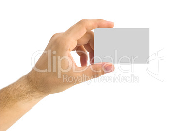 empty business card in a human hand