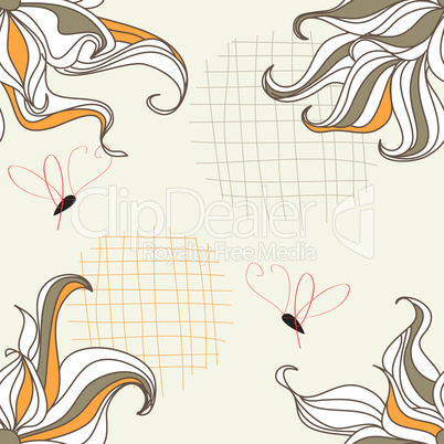 Floral seamless background with butterfly
